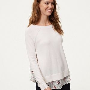LOFT Floral Mixed Media Tie Back Sweater